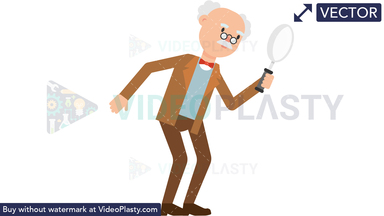 Professor Holding a Magnifying Glass Vector Clipart