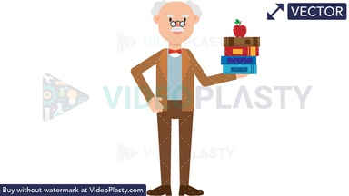 Professor Holding Books Vector Clipart