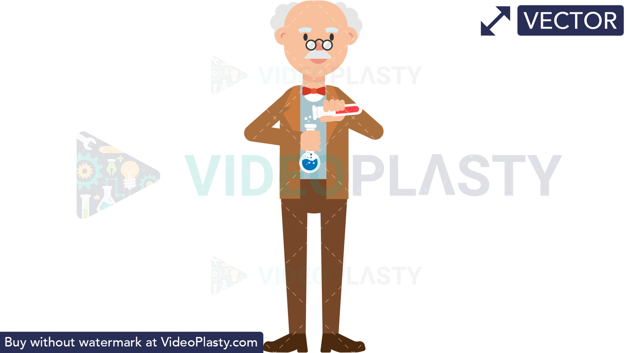 Professor Holding Test Tubes Vector Clipart