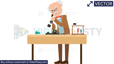 Professor Looking Through Microscope Vector Clipart