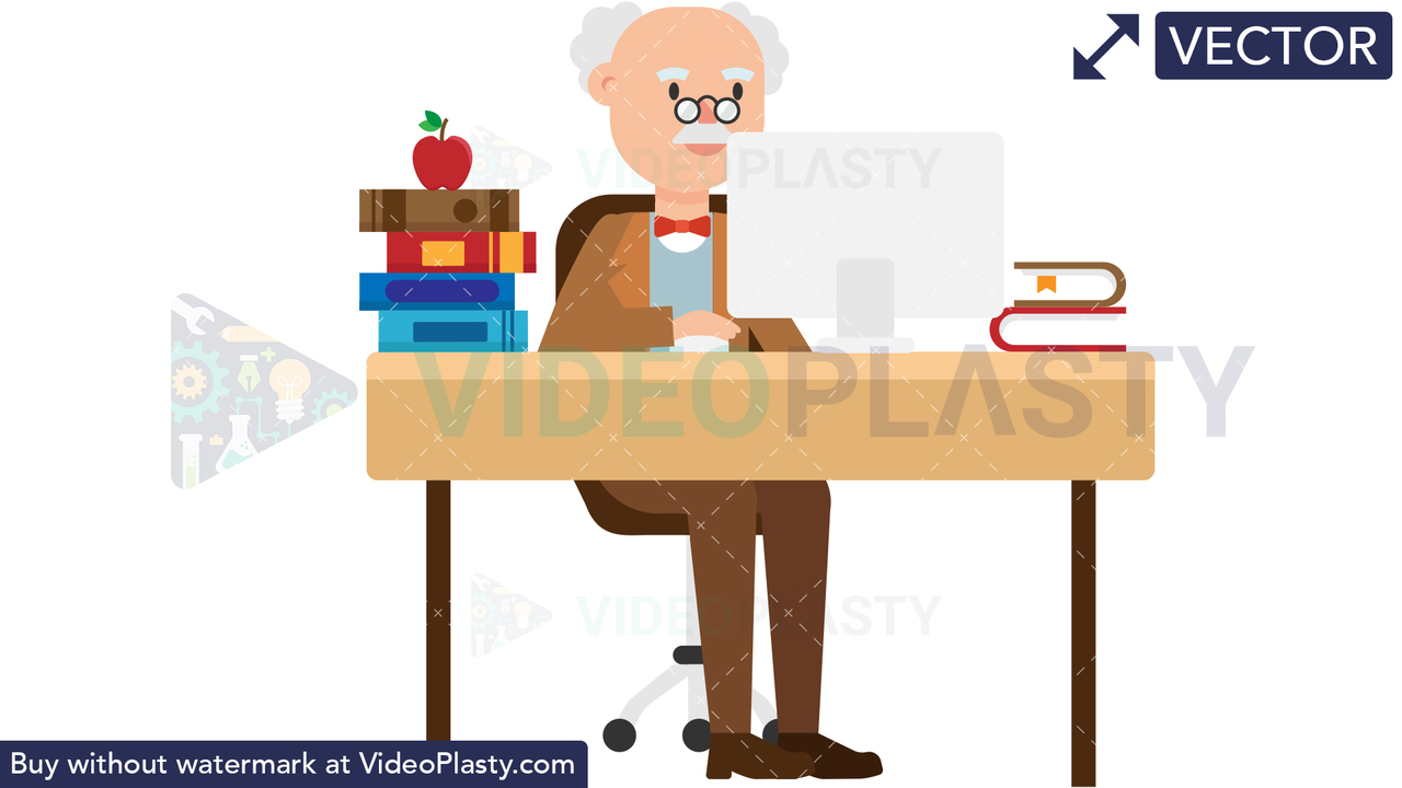 Professor Working at his Desk Vector Clipart
