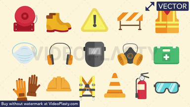 Safety Equipment Pack - 16 Icons Vector Clipart