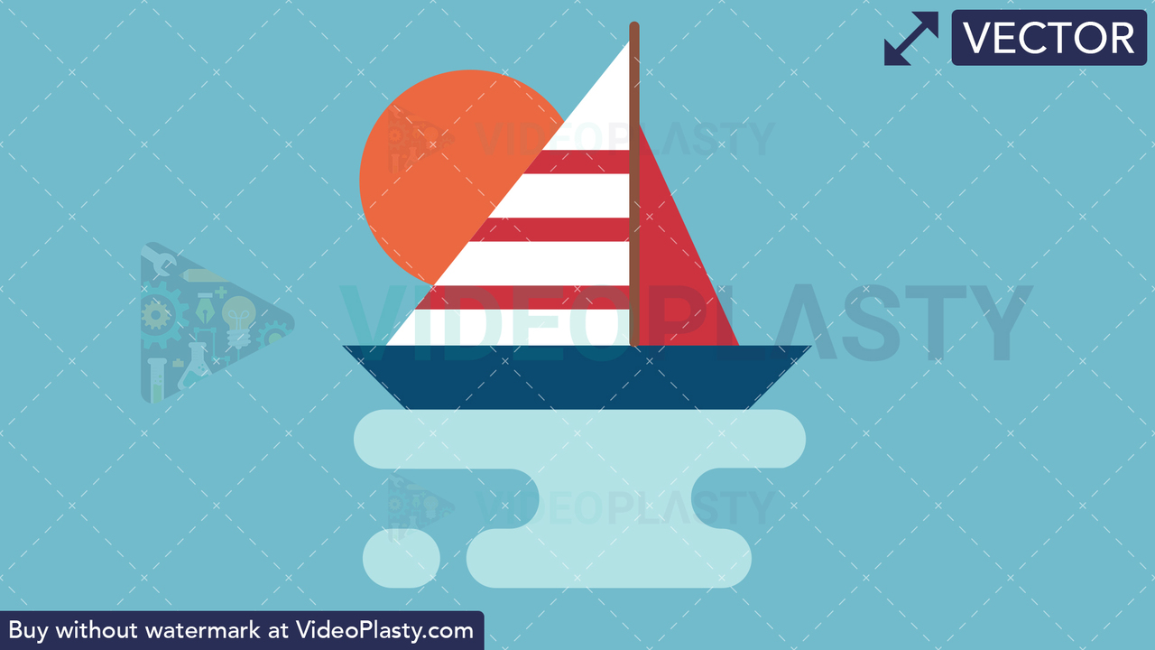 Sailboat Flat Icon Vector Clipart