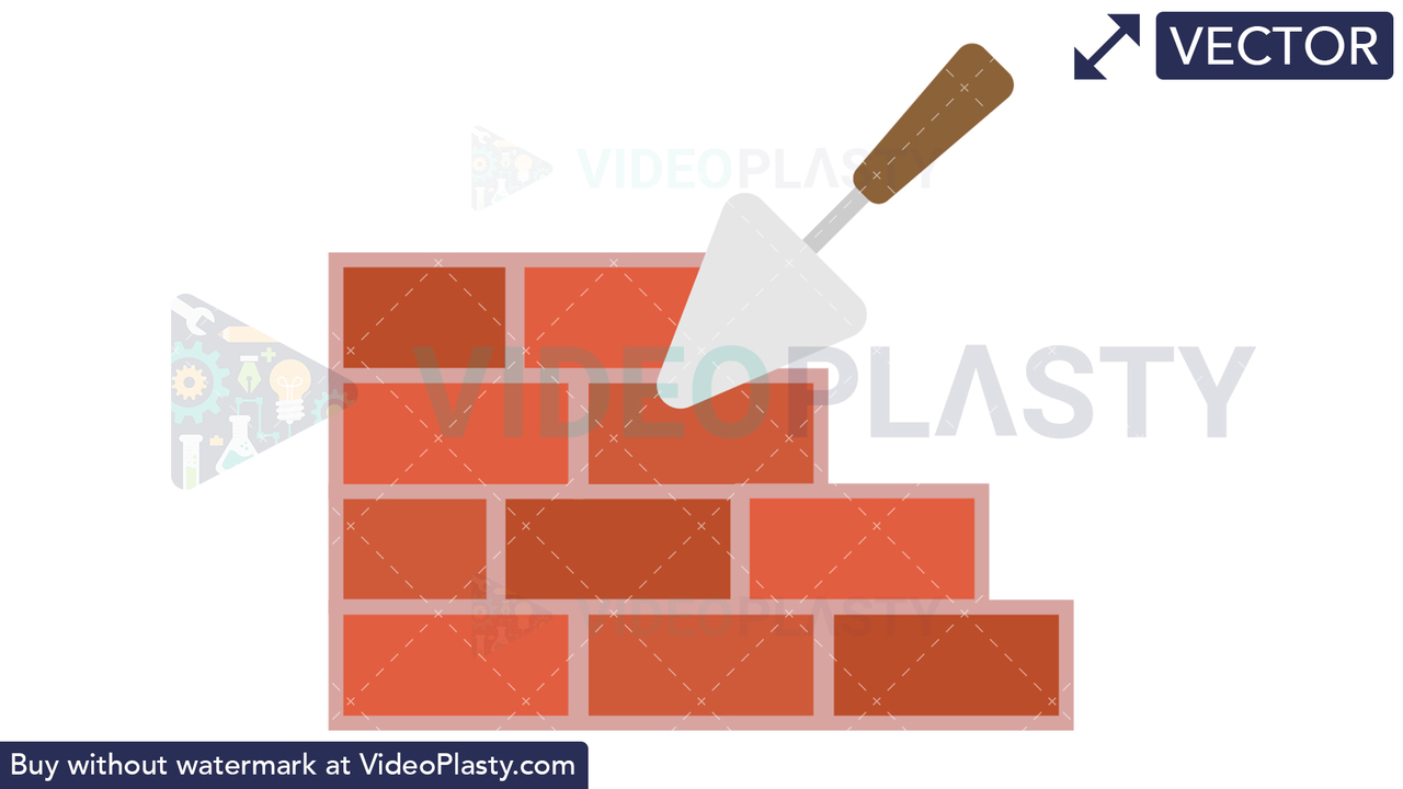 Trowel with Bricks Icon Vector Clipart