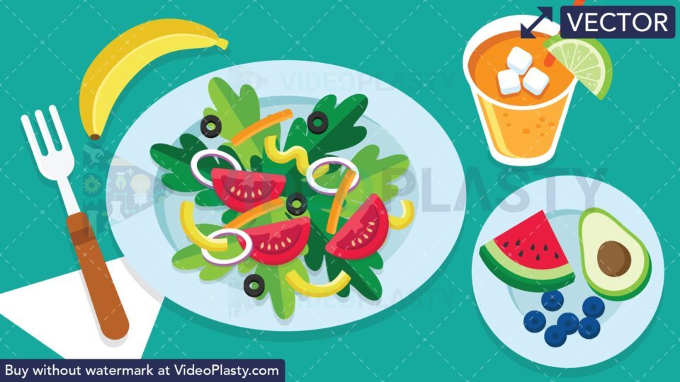 Vegan Food Scene Vector Clipart