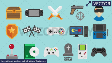 Video Games Pack - 16 Icons Vector Clipart